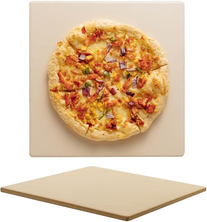 Pizza Stone for Oven and Grill, Heavy Duty Cordierite Baking Pan, Square Baking Stone for Bread, Cookie, 12x12 Inch