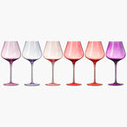 Colors of Love Pink & Red Valentines Crystal Wine Glasses Set of 6 – Elegant Italian Style Tall Stemmed 24oz Glassware Valentine’s Day, Romantic Dinners, Anniversaries, Weddings Gifts, Wife Girlfriend