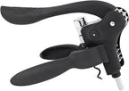 True Virtuoso Easy Lever Corkscrew Wine Opener Manual, Stainless Steel Corkscrew Wine Opener with Foil Cutter and Ergonomic Soft Touch Handle, Black