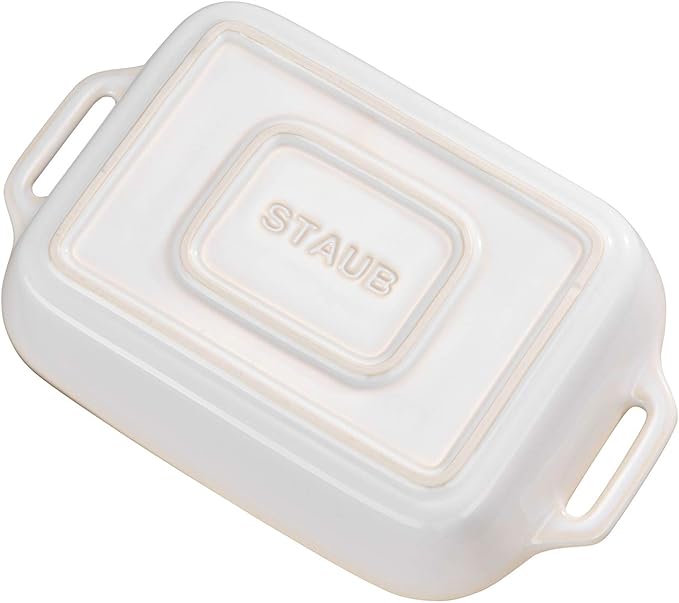 Staub Dish 40511-883 Rectangular Dish, Ivory, 10.6 x 7.9 inches (27 x 20 cm), Ceramic Au Gratin Dish, Oven Safe and Microwave Safe