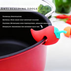 Silicone Pot Lid Lifter Set, Anti-Overflow Spill Stopper Kitchen Gadgets, Carrot Chili Gourd Shapes, Heat-Resistant, Multicolored, 9 Pieces