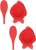 BESPORTBLE Dumpling Maker Set with Spoons 4pcs Red Dumpling Press Molds Kitchen Gadget and Pastry Wrapping Cooking Tools
