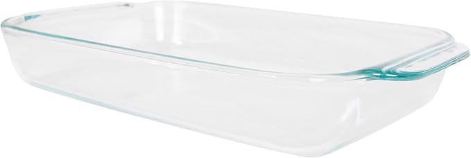Pyrex 232 Basics Square Glass Baking Dish, 2-Quart (13inx7.75inx2.5in) Clear Glass Oven Bakeware – Perfect for Sweet Rolls, Brownies, Cakes and so much More - Made in the USA