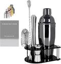 Cocktail Shaker Bartender Kit: 5 Piece Bar Tool Set, Cocktail Shaker Set with Stand, Drink Mixing Includes Martini Shaker,Strainer,Jigger,Bar Mixer Spoon,Muddler ﻿ (Black, 750ml(25oz))