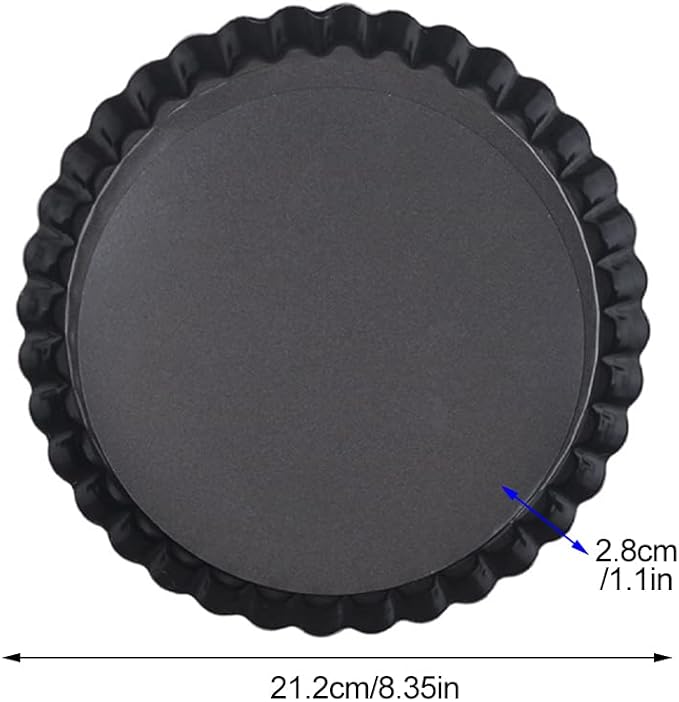CALIDAKA Tart Pan Non-Stick Carbon Steel Quiche Pan Removable Bottom Pie Pans for baking Quiche Baking Dish(SIZE:8inch)