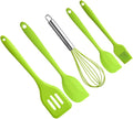 5pcs Silicone Utensil Kit Non-stick Cooking Gadgets Heat Resistant Egg Whisk and Baking Tools Set with Hanging for Kitchen Organization