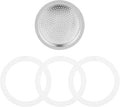 Sivaphe 3 Cup Moka Pot Replacement Infuser Parts for Aluminum Italian Stovetop Espresso Coffee Maker, 1 Filter and 3 Silicone Gasket Seals