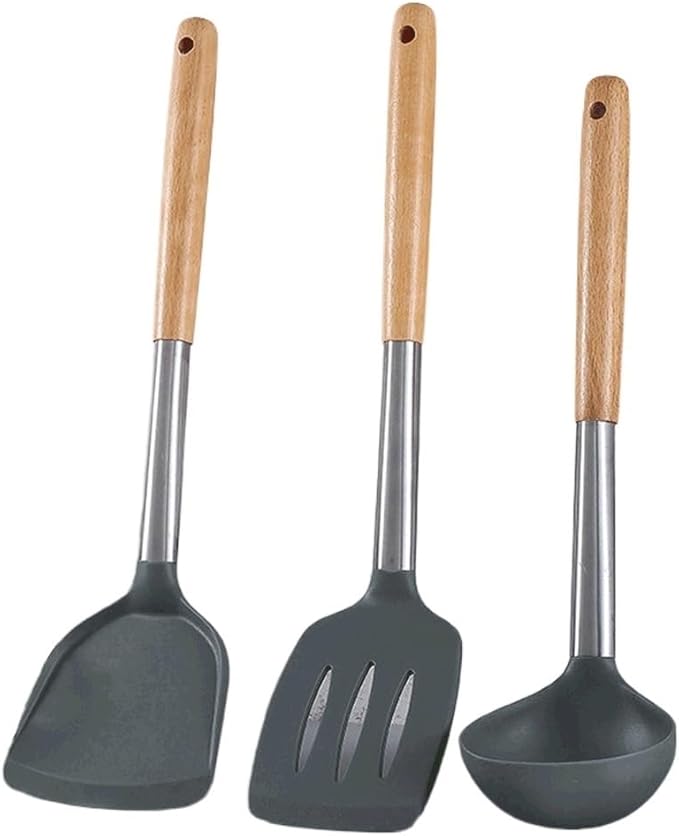 Food Grade Silicone Kitchenware Spatula Wooden Handle Set Kitchen Cooking Tools