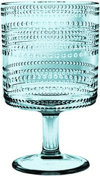 Beaded 14 oz Durable Acrylic Wine Glasses, Shatter-Resistant and Dishwasher-Safe Indoor/Outdoor Drinkware, Glass for Wine, Sangria, and Spritzers - Sea Green - Set of 6