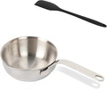 18/10 Stainless Steel Butter Warmer with Silicone Scraper – 13.5 fl oz (400 ml) Mini Saucepan with Pour Spouts, Milk/Coffee/Chocolate Melter, Compatible with Induction & Gas Stoves