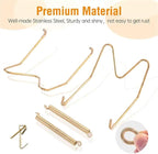 Bilillo 12 Pieces Heavy Duty Invisible Wall Plate Hangers, Stainless Steel Wire Plate Holders with Hooks and Rubber Protectors, Safe and Sturdy Display Hangers for 4-5 Inch (Gold)