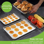 Baking Pans Sheet, 3 Piece Large Cookie Sheets Stainless Steel Baking Pan for Toaster Oven, Umite Chef Non Toxic Tray Pan, Mirror Finish, Easy Clean, Dishwasher Safe, 10 x 8 x 1 inch