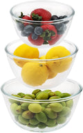 Cuiselect 3pc Glass Mixing Bowls Sets (1.64QT, 1.16QT, 0.85QT), Nesting Mixing Bowls for Cooking Prep, Baking, Storage, Large Salad Bowls Sets-Dishwasher Microwave Freezer Safe