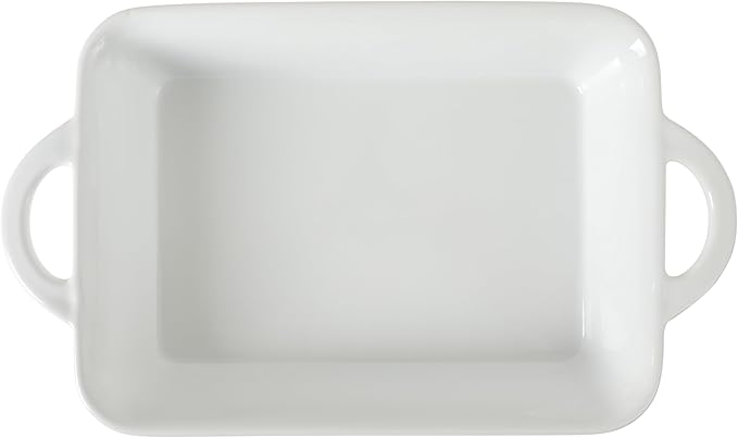 Gibson Home Gracious Dining 2.5-Quart White Stoneware Baking Dish with Handles – 14.6 x 8.5-Inch Rectangular Oven Safe Casserole & Roasting Baker