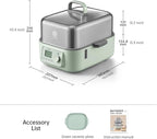 BUYDEEM G67US Electric Food Steamer for Cooking, 1 Tire Stainless Steel Steamer with Manual Mode, 1500W, 7 Quart, Green