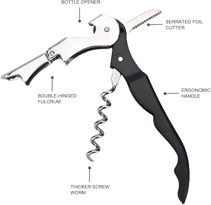 Waiter Corkscrew Professional Wine Opener with Foil Cutter,Manual Wine Bottle Opener for Servers, Bartenders and Waiter (1, Pink)