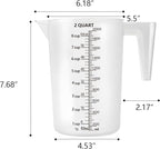 Plastic Measuring Cup with Handle, Pool Chemical Measuring Cup, Measuring Pitcher with Laser-Etched Markings for Liquid Mixing, Pouring, Lawn Care, Motor Oil, Lab Use (64 oz, 2000ml)