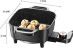 AORAN Electric Frying Pan with Lid, Multifunctional Electric Skillet for Frying, Grilling, Boiling & Cooking, Nonstick, Compact, Easy-to-Clean, Adjustable Temp Control Black