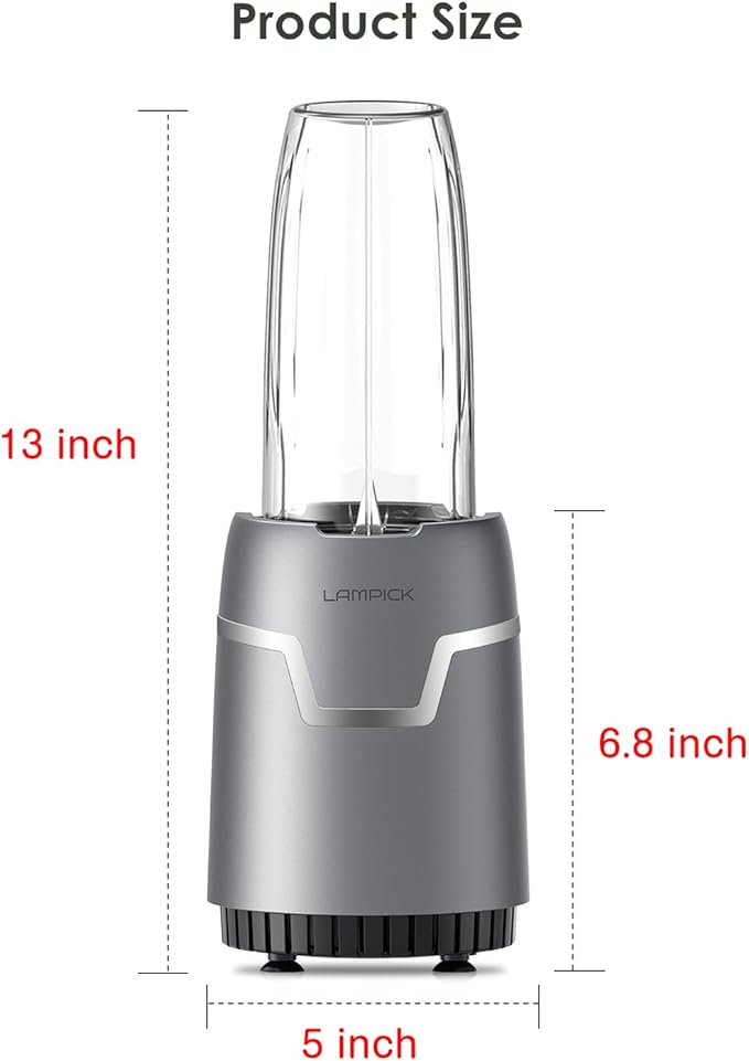 Smoothie Blender, 1100W Personal Blender for Shakes and Smoothies, Blenders and Grinder Combo for Kitchen with 2 * 22 Oz To-Go Cup and Lid for Protein Shake, Baby Food, Frozen Drink