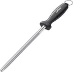 Professional 12-Inch Knife Sharpening Rod, High-Carbon honing rod to Sharpen the Knife Quickly, Perfect Knife Sharpener for Chefs and Home Cooks, Easy to Use & Sturdy