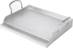 Utheer 17" x 13" Ceramic Nonstick Stainless Steel Griddle for Gas Grill, Charcoal, Oven, Stove Top Griddle, Non-Toxic, PFAS/PFOA/PTFE Free, Oven Up to 500°F, for BBQ, Camping & Kitchen, Sliver