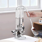 Ceramic Handles Cooking Tool Set steel Kitchen Utensils set of cookers Shovels Spoons Strainer(D)
