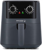 Holstein Housewares 4.4QT Air Fryer. Your All-in-One Culinary Solution. Air fry, roast, bake or grill. Adjustable temperature and time, Hot air technology and Dishwasher Safe, 1400W, Grey