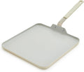 GreenPan x Bobby Flay 11” Nonstick Square Griddle Pan, PFAS-Free Diamond Ceramic Stay-Cool Silicone Handle, Easy Clean Dishwasher & Oven Safe Skillet, Cream