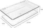 Isaac Jacobs Small Stackable Organizer Bin (10.75” x 6.5” x 2.4”) w Hinged Lid Clear Storage Box Home Office School Fridge Bathroom Kitchen Pantry Container BPAFree Food Safe (Small Clear)