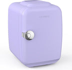 CROWNFUL Mini Fridge, 4 Liter/6 Can Portable Cooler and Warmer Personal Refrigerator for Skin Care, Cosmetics, Beverage, Food,Great for Bedroom, Office, Car, Dorm(Purple)