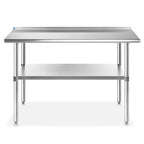 GRIDMANN Stainless Steel Kitchen Prep Table 48 x 24 Inches with Backsplash & Under Shelf, NSF Commercial Work Table for Restaurant and Home