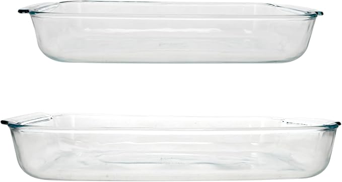 Pyrex Clear Glass Casserole Baking Dishes Set – 233 (3-Qt) and 232 (2-Qt) Rectangular Oven Bakeware – Perfect for Casseroles, Brownies, Food Preparation and so much More - Made in the USA