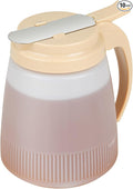 Restaurantware-Chef 101 32 Ounce All Purpose Syrup Dispensers, 10 Honey Dispensers - Beige Top, Stainless Steel Slide Cover, Plastic Pancake Syrup Bottle, Perfect For Diners, Restaurants, Home