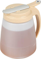 Restaurantware-Chef 101 32 Ounce All Purpose Syrup Dispensers, 10 Honey Dispensers - Beige Top, Stainless Steel Slide Cover, Plastic Pancake Syrup Bottle, Perfect For Diners, Restaurants, Home