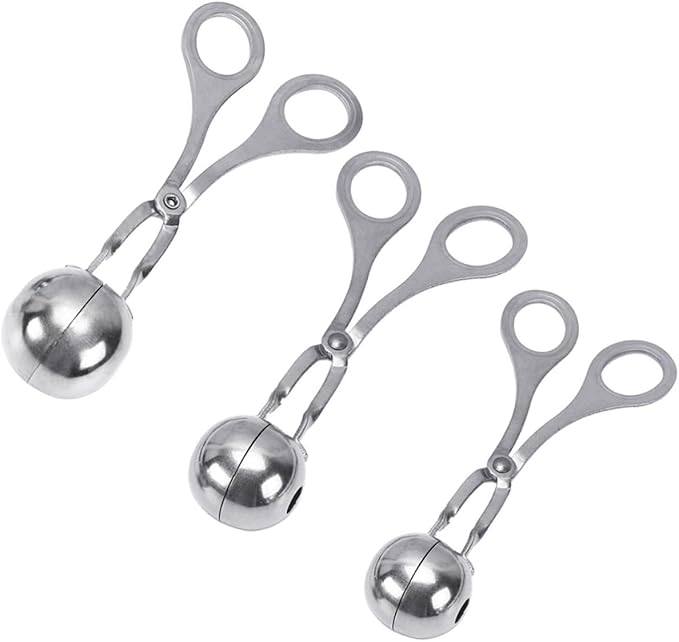 Stainless Steel Meatball Maker 3-Piece Set Kitchen Gadget Meatball Scoop Tool for Easy Food Preparation for Home Cooking and Fish Ball Making