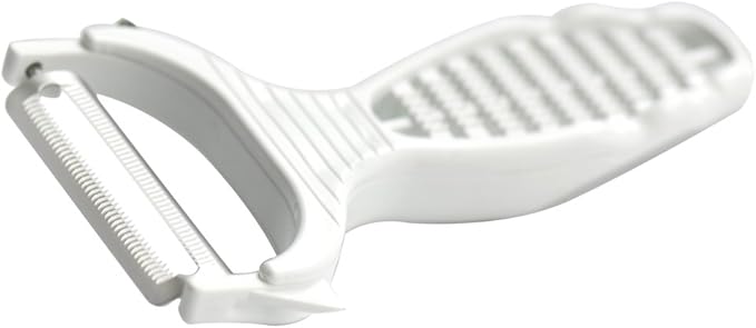 Börner Vegetable Peeler (6-in-1) • Garnishing Peeler with Grater • Multifunctional Peeler for Fruits & Vegetables • Fruit Peeler, Universal Peeler, Potato Peeler • Color: White