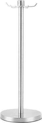 Stainless Steel Kitchen Utensil Holder, 360 Degree Rotating Utensil Rack with 5 Hooks, Kitchenware Storage Rack, Countertop Spatula Spoon Soup Ladle Holder