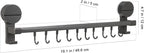 No Drill Kitchen Utensil Rack with 10 Hooks : Wall Mounted Suction Cup Holder for Hanging Spoons Towels Tools - Adjustable Double Rod Organizer for Kitchenware Storage