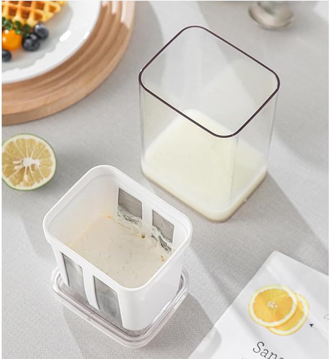 Large Capacity 1100ML Yogurt Strainer | Ultra Fine Mesh for Smooth Greek Yogurt, Reusable Multi-Purpose Food Strainer for Rice, Tea, Juicing & More
