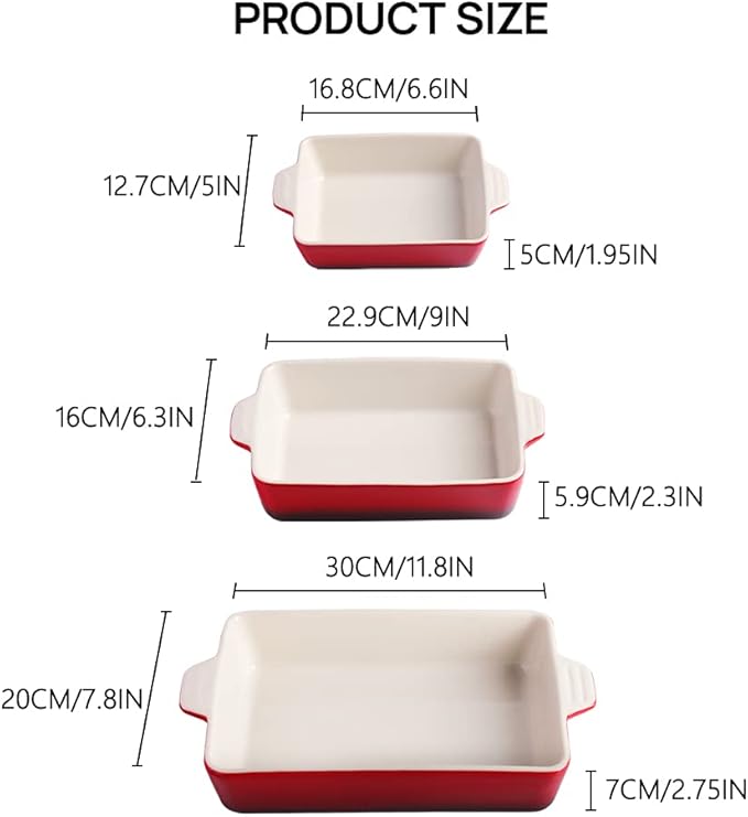 Sweejar Ceramic Bakeware Set, Rectangular Baking Dish for Oven Lasagna Pans for Cooking, Kitchen, Cake Dinner, Banquet and Daily Use, 11.8 x 7.8 x 2.76 Inches of Casserole Dishes (Gradient Purple)