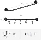 Mkono Mug Holder Wall Mounted Coffee Cup Rack Hanger Modern Metal with 5 Mug Hooks Rustic Utensil Tea Cups Storage Organizer for Kitchen Dining Room Coffee Bar,Black