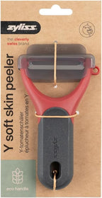 Zyliss Soft Skin Y Peeler – Ultra-Sharp Stainless Steel Blade for Tomatoes, Peaches & Soft Fruits – Ergonomic Wheatstraw Handle – Built-in Eye Cutter & Safety Cover – Dishwasher Safe