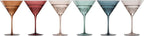 Colored Martini & Cocktail Crystal Glasses - 10oz | Set of 6 | Cute Pastel Muted Crystal Cocktail Glassware, Unique Gift Wife, Her, Mom, Friend Cocktails, Red & White Tall Stemmed Drinkware, Gifts