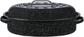 Granite Ware 15-Inch Covered Oval Roaster, 10 Lb Capacity - Enamel Steel Cookware, Dishwasher Safe & PFOA-Free, Even Heat Distribution for Roasting Poultry, Meat, or Vegetables (Speckled Black)