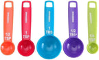 Farberware Set of 5 Measuring Spoons, Perfect for Measuring Both Wet and Dry Indgredients, Includes Detachable Ring for Optimal Storage and Organization, Dishwasher Safe, Assorted