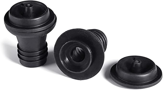 5Pcs Black Wine and Beverage Bottle Stoppers Silicone Sealed Wine Saver Pump Reusable Wine Corks Plug For Gift Bar Saver Stoppers With Strong Suction,Bar and Wine Tools