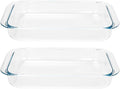 2 Pack 1-Quart Tempered Glass Oblong Baking Dishes, Personal Sized Bakeware and Cookware