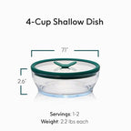 Anyday 4-Cup Glass Food Storage with Glass Lid, Round Shallow Dish | Plastic-Free Meal Prep & Microwave Cookware | Stackable Airtight Storage Container with Vented Lid for Microwave-Safe Reheating