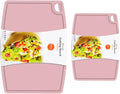 Liflicon Thick Silicone Cutting Boards for Kitchen Silicone Chopping Boards/Mats Set of 2 Extra Large14.6''x10.43'', Mini 9.1”x7.1” Non-slip Deep Drip Juice Groove, Dishwasher Safe-Soft Pink
