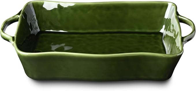 Verde Medium Rectangular Stoneware Baker – 14” x 8.75” x 2.75” – 96oz Deep Dish for Casseroles, Lasagna & Roasting – Oven, Microwave & Dishwasher Safe – Stylish Oven-to-Table Bakeware